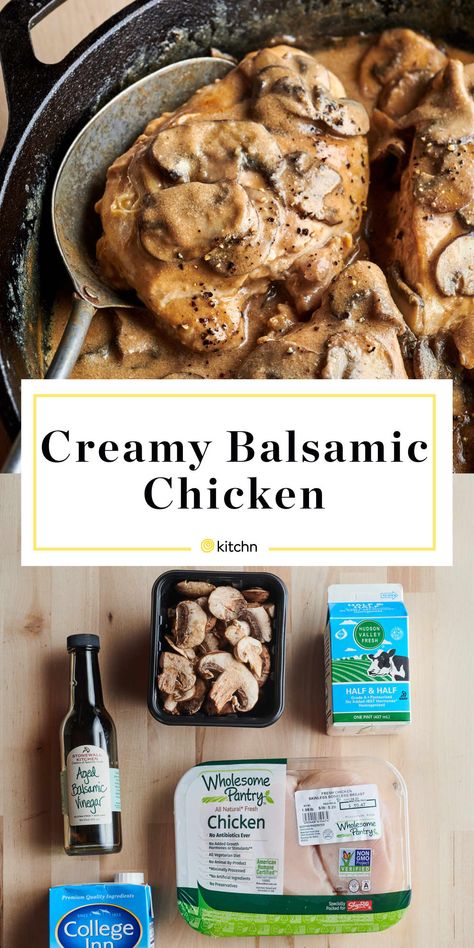 Creamy Balsamic Chicken and Mushrooms Is the Best Thing You'll Cook All Week Balsamic Chicken And Mushrooms, Creamy Balsamic Chicken, Easy Skillet Dinner, Balsamic Chicken Recipes, Vinegar Chicken, Chicken And Mushrooms, Balsamic Vinegar Chicken, Seared Chicken Breast, Seared Chicken