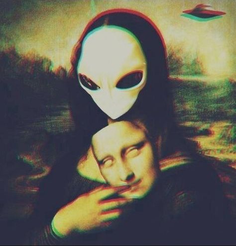 Mona Lisa Parody, Alien Aesthetic, Art Parody, Aliens And Ufos, Desenho Tattoo, Alien Art, Trippy Art, Dark Art, Aliens