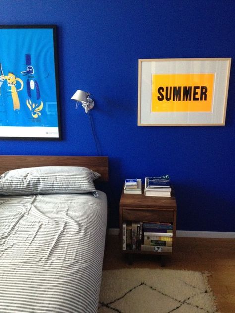 Top 9 Intense Blue Paints by Benjamin Moore - Interiors By Color Benjamin Moore Twilight, Blue Bedroom Ideas For Men, Bright Blue Bedrooms, Cobalt Blue Bedrooms, Cobalt Blue Paint, Bedroom Decor For Men, Benjamin Moore Blue, Blue Painted Walls, Blue Bedroom Walls