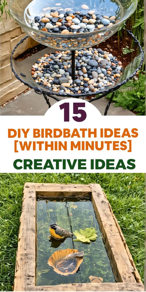 Discover simple and fast DIY birdbath projects to entice lovely birds to your outdoor space. Easily create these charming features in just minutes, perfect for adding a touch of nature to your garden or backyard. Unleash your creativity and enjoy the satisfaction of making something beautiful while attracting delightful feathered friends. Delight in the process of crafting unique birdbaths as you prepare to welcome winged visitors into your outdoor oasis. Diy Birdbath Ideas, Birdbath Ideas, Bird Baths Homemade, Diy Birdbath, Mason Jar Herbs, Mason Jar Herb Garden, Bird Fountain, Concrete Bird Bath, Mini Pond