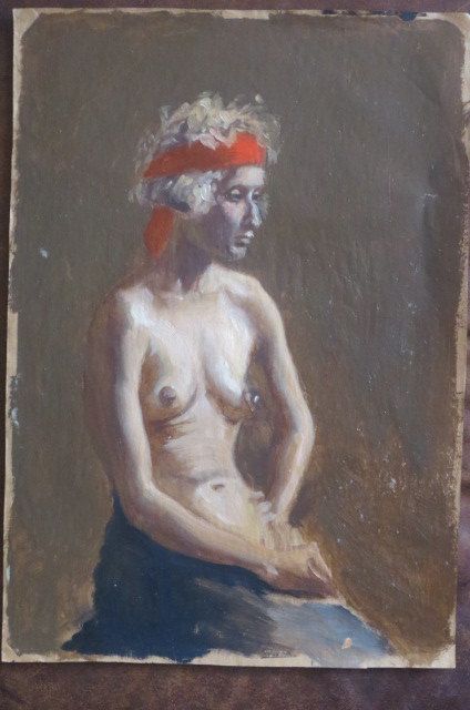 Vintage NUDE Hippie CHICK Boho Blonde Woman Figure Study Oil on Brown Art Paper c. 1970s - etsy Original Ink Drawing, Refined Aesthetic, Tan Background, Figure Sketching, Figure Study, Brown Art, Frame Canvas, Model Drawing, Disney Princess Art