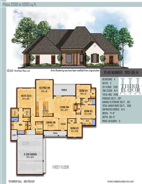 $800.00 House Plan 9 sets Acadian Cottage, Living Room With A Fireplace, Concept Living Room, Master Suite Bedroom, Double Ovens, Bedroom Porch, Open Concept Living Room, Walk In Closets, Porch Flooring