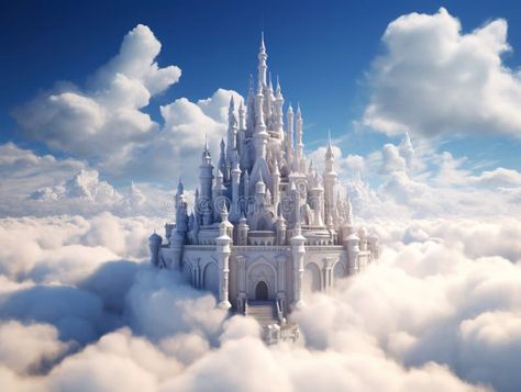 Beautiful castle among the clouds in the sky. White castle. stock images Among The Clouds, Clouds In The Sky, White Castle, Beautiful Castles, The Clouds, The Sky, Photo Image, Castle, Stock Images