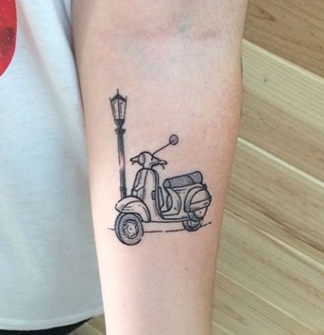 . Vespa Tattoo, Pagan Tattoo, Helmet Tattoo, Car Tattoos, Disney Embroidery, Abstract Wallpaper Design, Vespa Vintage, Memorial Tattoos, Stick And Poke