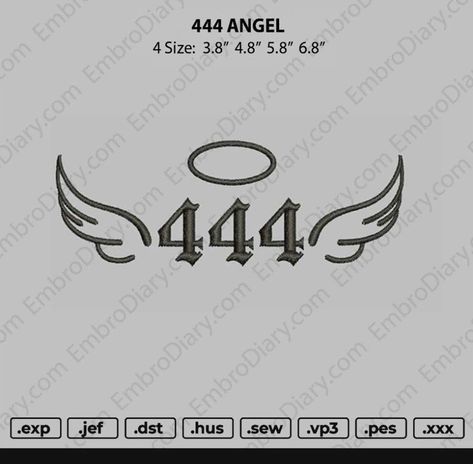 Embroidered angels in various styles, perfect for decorating your home or giving as a#gothicfonts #darkdesign #typographyinspo #vintagevibes #spookyfonts 444 With Angel Wings Tattoo, 444 Tattoo Design, 444 Number, 444 Tattoo Meaning, Old English Font Tattoo, 777 Tattoo Meaning, Friends Meaning, Partner Tattoo, Number Embroidery