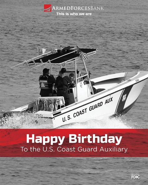 Happy 85th Birthday to the Coast Guard Auxiliary! Proudly serving with excellence and dedication since 1939. Here's to many more years of being 𝑆𝑒𝑚𝑝𝑒𝑟 𝑃𝑎𝑟𝑎𝑡𝑢𝑠 – Always Ready! 🌊⚓   Member FDIC #CoastGuardAuxiliary #SemperParatus #85YearsStrong #USA #USCGAUX #Coastie #USCoastGuard #MilitaryLife #USMilitary #SupportOurTroops Coast Guard Auxiliary, Happy 85th Birthday, Semper Paratus, United States Coast Guard, Certificate Of Deposit, 85th Birthday, Support Our Troops, Us Coast Guard, Mobile Banking