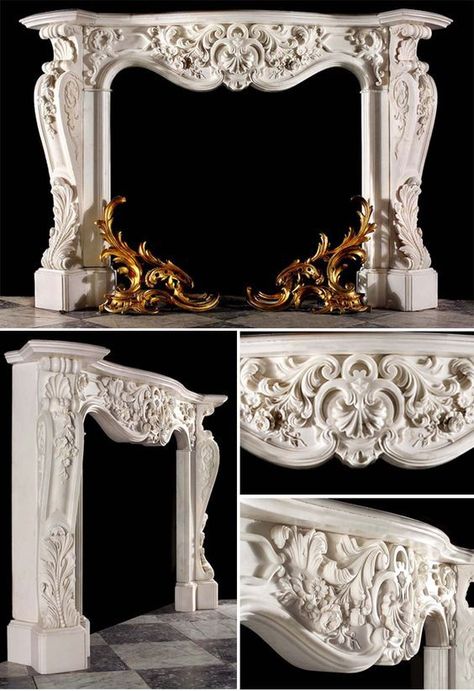 French Style Fireplace Mantles, French Fireplace Mantel, Fireplace French, French Inspired Decor, Simple Fireplace, Decorative Fireplace, Marble Fireplace Mantel, Stone Mantel, French Fireplace