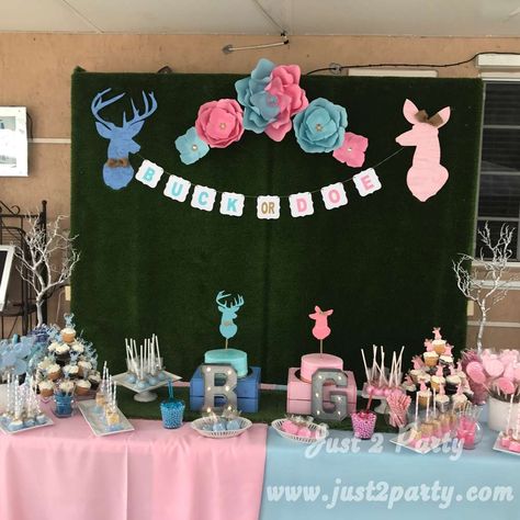 Just2Party 's Gender Reveal / Buck or Doe - Photo Gallery at Catch My Party Camo Gender Reveal, Country Gender Reveal, Buck Or Doe Gender Reveal, Gender Reveal Party Food, Gender Reveal Party Ideas, Reveal Party Ideas, Christmas Gender Reveal, Creative Gender Reveals, Baby Gender Reveal Party Decorations