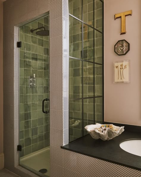 Victorian Terrace Bathroom, Matilda Goad, London Home, The Crossroads, Soho House, Family Bathroom, Shower Door, House Bathroom, Woman Standing