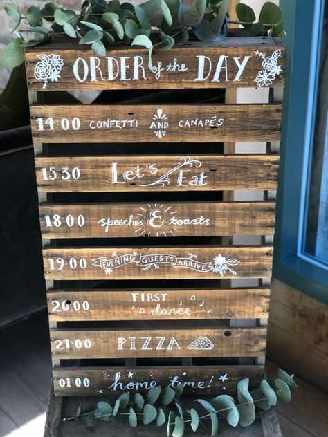 Welcome Wedding Table, Rustic Wedding Signs Diy, Timeline Wedding, Wedding Information, Signs Diy, Rustic Wedding Signs, Order Of The Day, May Weddings, Future Wedding Plans