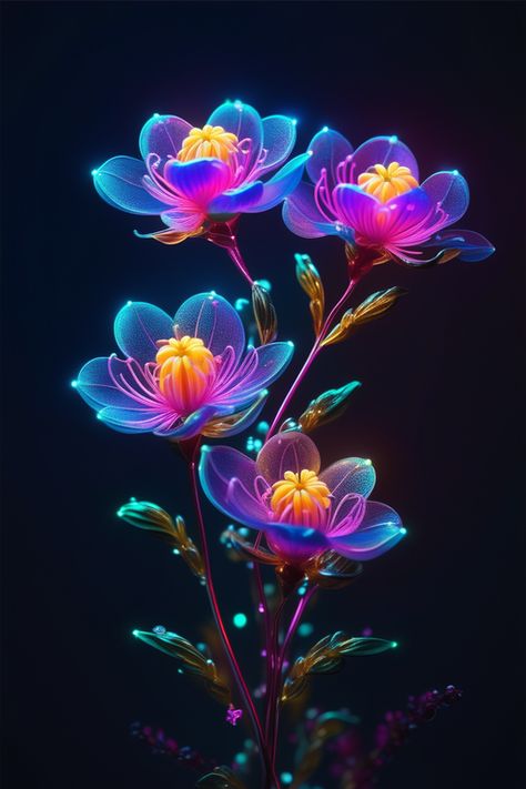 Neon Garden, Artistic Wallpaper, Neon Flowers, Flower Meanings, Fire Flower, My Fantasy World, Bottom Design, Dslr Background Images, Unusual Flowers