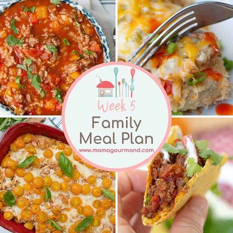 Weekly Meal Plan perfect for busy families who don't have a lot of time to cook. Simple, healthy, easy, gourmet recipes are included with gluten free adaptions. #family #mealplan #glutenfree #beginners #onabudget Mama Gourmand, Meal Planners, Cook Healthy, Family Meal Planning, Weekly Meal Plan, Weekly Meal Planner, Busy Family, Healthy Easy, Week Meal Plan