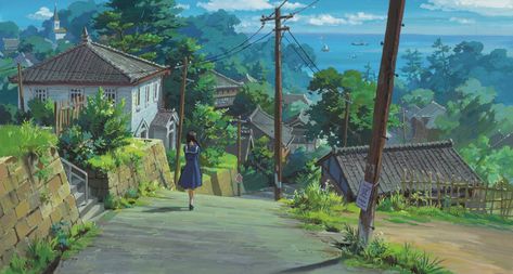 From Up On Poppy Hill, Poppy Hill, Up On Poppy Hill, Art Studio Ghibli, Studio Ghibli Background, Ghibli Studio, Studio Ghibli Art, Anime Backgrounds, Ghibli Art