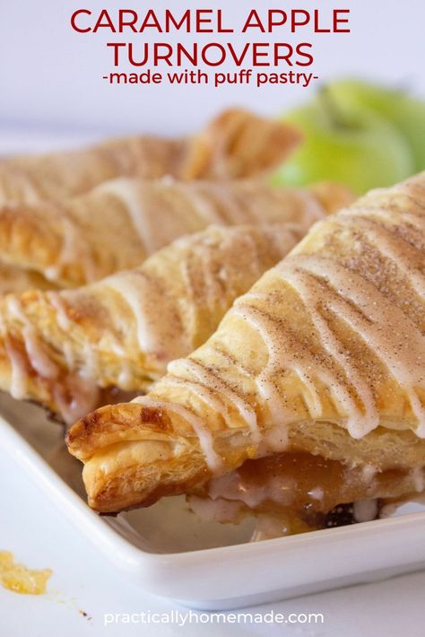 Apple Turnovers With Puff Pastry, Apple Turnovers Recipe, Recipe For Caramel, Apple Turnover Recipe, Practically Homemade, Dessert Apple, Holiday Treats Recipes, Apple Pastry, Caramel Apples Easy