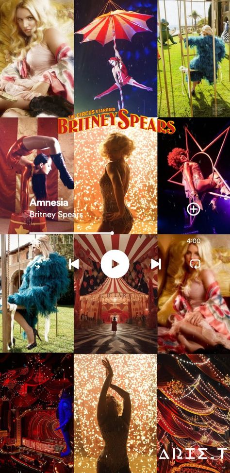 Britney Spears - Amnesia Eras Colors, Circus Britney Spears, Britney Spears Circus, Christmas Circus, Spears, Britney Spears, Mood Boards, Singers, Circus