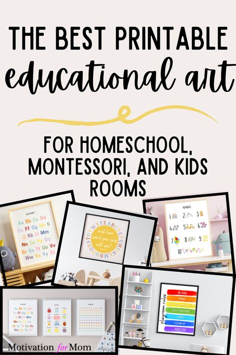 This article is full of cute and colorful educational wall art that is printable and cheap! There are some that are perfect homeschool decor, Montessori wall art, or general classroom decor, as well as for any kids room, playroom, or baby nursery! This printable wall art make beautiful educational posters. #homeschooldecor #homeschoolwallart #Montessori #kidsroomwallart #classroomdecor Montessori Wall, Montessori Wall Art, Homeschool Montessori, Classroom Wall Art, Classroom Rules Poster, Playroom Rules, Nursery Wall Decor Boy, Homeschool Decor, Sight Word Flashcards