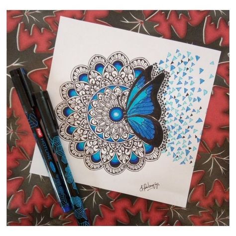 Madhubani Art Drawing, Mandala Art Design Creative Beautiful, Mandala Drawing Ideas, Butterfly Mandala Art, Draw Sea Animals, Paint Mandala, Easy Mandala Drawing, Butterfly Mandala, Mandala Art Therapy