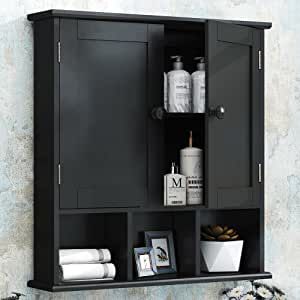 Black Bathroom Cabinet, Black Medicine Cabinet, Black Cabinets Bathroom, Toilet Cabinet, Turquoise Bathroom, Wall Mounted Medicine Cabinet, Bathroom Wall Cabinet, Over The Toilet Storage, Over The Toilet