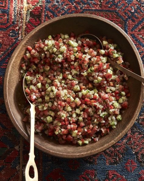 Moroccan Dinner Party Menu // Tomato Salad from www.whatsgabycooking.com (@whatsgabycookin) Moroccan Party Food, Dinner Party Salad Recipes, Moroccan Dinner Party, Dinner Party Salad, Moroccan Dinner, Moroccan Salad, Whats Gaby Cooking, Dinner Party Menu, Eat Salad