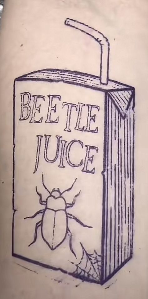 Easy Sketches Halloween, Live Laugh Lobotomy Tattoo, Sand Worm Tattoo Beetle Juice, Beetlejuice Tattoo Stencil, Easy Beetlejuice Painting, Bettle Juice Drawings, Beetle Juice Coloring Pages, Beetlejuice Drawing Ideas, Simple Goth Drawings