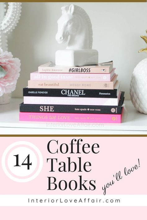 Coffee table books for your office, living room, or any room that needs some coffee table book love! Books On Coffee Table, Pink Coffee Table, Coffee Table Books Decor, Calm App, Graphic Studio, Gold Desk, Pink Coffee, Table Styling, Coffee Table Styling