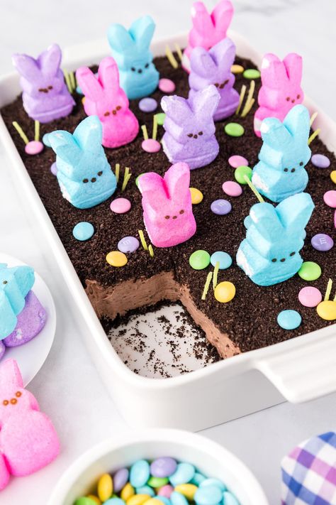 Easter Dirt Cake Recipe, Chocolate Dirt Cake, Easter Dirt Cake, Chocolate Dirt, Dirt Dessert, Oreo Dirt Cake, Dirt Cake Recipes, Easter Deserts, Chocolate Pudding Desserts