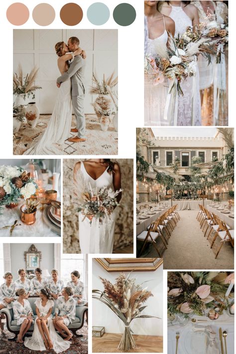 Emerald Taupe and peach color palette Soft Wedding Color Schemes, Champagne And Eucalyptus Wedding Colors, Simple Wedding Neutral Colors, Tan Green And White Wedding, Nuetral Pallete Wedding Spring, Emerald And Neutral Wedding, Neutral Wedding Color Pallete, Emerald Taupe Peach Wedding, Summer Wedding Colors Neutral