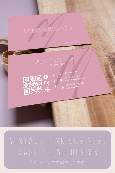 This is a fresh vintage pink business card DIY editable canva template. Where you can easily customize and edit the template with your business info. This template has 2 options. One for printing the business cards and one for digital use. Making it perfect for small businesses. Aesthetics Business Cards, Aesthetician Business Cards, Pink Business Cards Ideas, Lash Extension Business Cards, Black And Pink Business Cards, Pink Business Card, Graphic Design Business Card, Diy Business Cards, Calling Cards