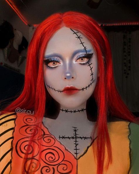 Sally-nightmare-before-christmas Makeup, Sally Eye Makeup Halloween, Halloween Makeup Face Paint, Sally Nightmare Before Christmas Costume Makeup, Sally Nightmare Before Christmas Makeup Easy, Sally Makeup Looks, Sally Face Paint, Sally Face Makeup, Sally Inspired Makeup