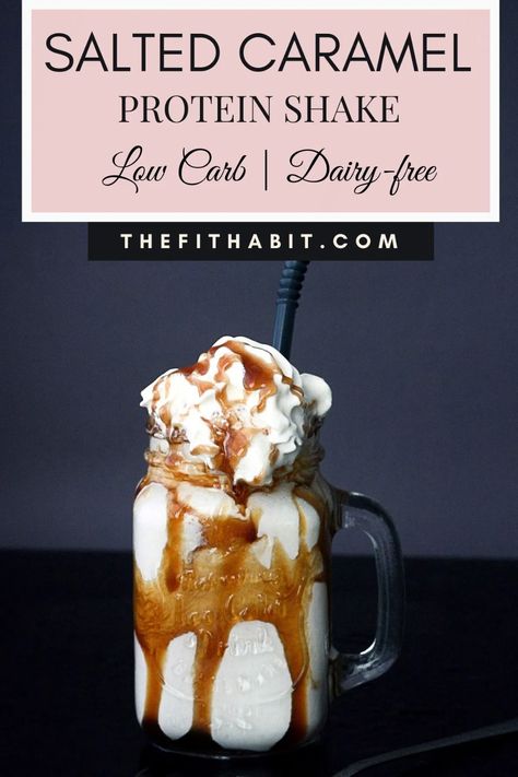 Protein Shake Recipes With Vanilla Powder, Carmel Protein Shakes Recipes, Salted Caramel Protein Shake Recipe, Salted Caramel Protein Powder Recipes, Carmel Protein Shake, Caramel Protein Shake Recipes, Simple Protein Shake, Salted Caramel Protein Shake, Caramel Protein Shake