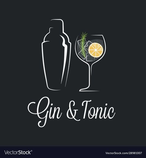 Gin Tonic Tattoo, Gin Tonic Illustration, Drink Logo Design Ideas, Gin Logo, Cocktail Logo, Gin Tonic Cocktail, Hanging Wine Glass Rack, Salon Logo Design, Bar Logo