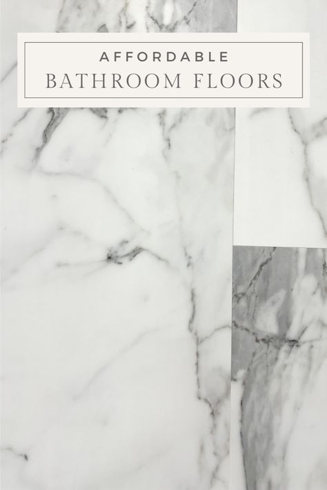 LVP bathroom floor tiles Bathroom Floor Tile Timeless, Calacatta Floor Tile, Grey Patterned Floor Tiles Bathroom, Marble Lvt Floor Bathroom, Large Tile In Small Bathroom, Bathroom Flooring Ideas Tile Master Bath, Shower Floor Options, Porceline Tile Bathroom Master Bath, Marble Hex Tile Bathroom Floor