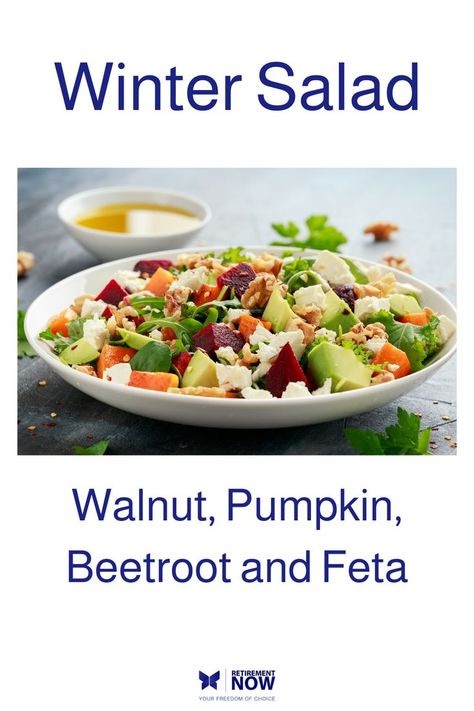 Try this tasty pumpkin, beetroot and feta winter salad today. It's a warm, hearty salad that is full of color, flavor and nutrients. Hearty Salads, Winter Salad, Large Salad Bowl, Roast Pumpkin, Salad Bowls, Gluten Free Vegetarian, Tray Bakes, Wine Recipes, Potato Salad