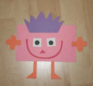 kids rectangle craft. this is a great way to teach shapes with fun. have the child organize the shapes & pieces. then he can have fun making his monsters. take it a step further & you can buy poster board, let him color a monster world & then glue his monsters on. Shape Monster Craft, Monster Template, Shape Monster, Alphabet Crafts Preschool, Monster Craft, Teaching Shapes, Monster Crafts, Shapes Preschool, Learning Shapes