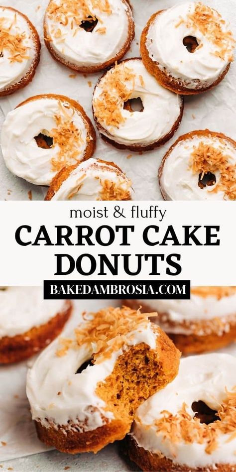 Cake Donuts Baked, Gluten Free Donut Recipe, Cake Donuts Recipe, Homemade Cream Cheese, Gluten Free Carrot Cake, Baked Donut Recipes, Baked Carrots, Vegan Carrot Cakes, Donut Recipe