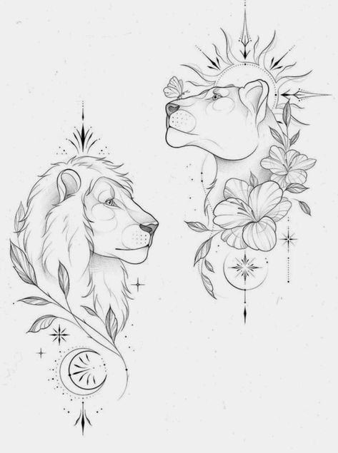 Leo Lion Tattoos, Lion And Lioness Tattoo, Tattoo After Care, Lioness Tattoo Design, Female Lion Tattoo, Tattoo Artist Tattoo, Lioness Tattoo, Tattoo Ideas Unique, Horoscope Tattoos