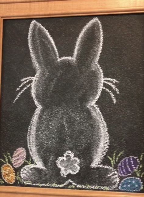 Chalk Bunny Drawing, Cute Easter Chalkboard Ideas, Bunny Chalkboard Art, Easter Blackboard Ideas, Easter Whiteboard Ideas, Chalkboard Easter Art, Easy Spring Chalkboard Art, Easter Chalkboard Ideas, Easter Chalk Art