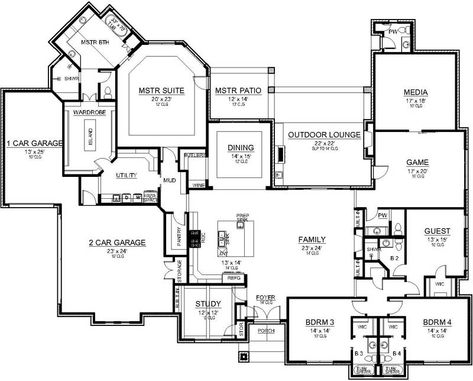 Modern-farmhouse House Plan - 4 Bedrooms, 4 Bath, 4440 Sq Ft Plan 63-700 Dream Modern Farmhouse, European Style House Plans, Exterior Wall Materials, Ranch Design, European Style Homes, French Country House Plans, House Plans One Story, Monster House Plans, French Style Homes