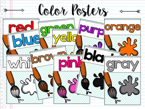 Classroom Decor Galore! {Freebies!} Free Color Posters For Preschool, Colors For Classroom Walls, Color Posters For Classroom Free, Painted Classroom Walls, Classroom Wall Colors, Color Posters For Classroom, Painted Classroom, Preschool Setup, Color Words Poster