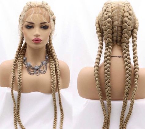 Latest Braided Wigs, Four Braids, Four Braid, Lacefront Wigs, Honey Blond, Full Lace Wig Human Hair, 2018 Hair, My First Wig, Buy Wigs