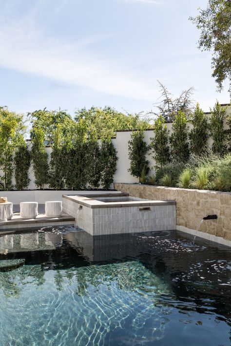 Pool Tile Designs, Patio Addition, Pure Salt Interiors, Pool Inspiration, Pool Finishes, Pure Salt, Pool Water Features, Pool Remodel, Landscape Inspiration