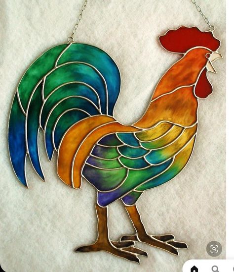 Stained Glass Rooster, Leaf Suncatcher, Glass Painting Patterns, Stained Glass Quilt, Stained Glass Patterns Free, زجاج ملون, White Window, Stained Glass Paint, Stained Glass Birds