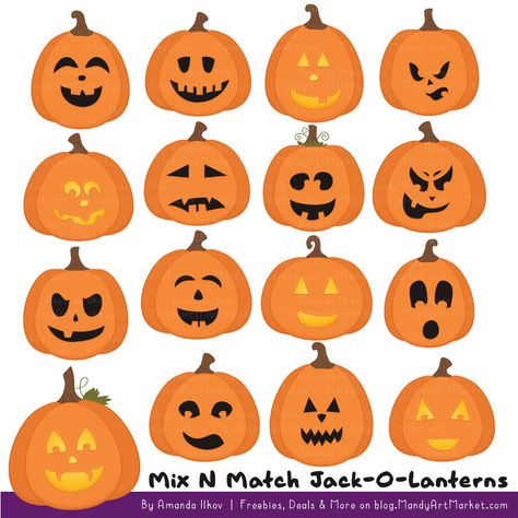 Mix N Match Jack O Lantern Clipart & Vectors Halloween - Etsy Australia Lantern Clipart, Halloween Digital Art, Jack O Lanterns, Jack O Lantern Faces, Halloween Clips, Jack O'lantern, Pumpkin Clipart, Halloween Vector, Halloween Party Invitations