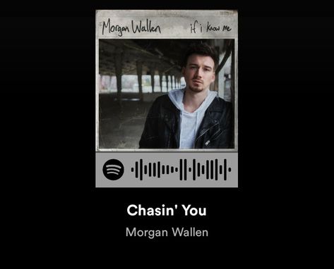 Spotify cover and code for Morgan Wallen's song Chasin' You Morgan Wallen Whiskey Glasses, Morgan Wallen Spotify Cover, Morgan Wallen Spotify, Songs Country, Race Car Design, Whiskey Shots, Dream Video, Song Lyrics Art, Music Board