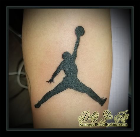 Air Jordan Tattoo, Jordan Tattoo, Basketball Tattoos, Tattoo Catalog, Jumpman Logo, Jordan Black, Grey Tattoo, Tattoos Gallery, Black Silhouette