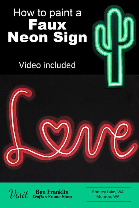 Unlock the creative process of How to Paint a Faux Neon Sign with this comprehensive guide. #BenFranklinCrafts #FauxNeonSign #DIY #crafts #TrendyCraft Diy Neon Sign Painting, Painted Neon Sign, How To Paint Neon Effect, Fake Neon Sign, Faux Neon Sign, Neon Sign Painting, Sign Video, Diy Neon Sign, Autumn Party