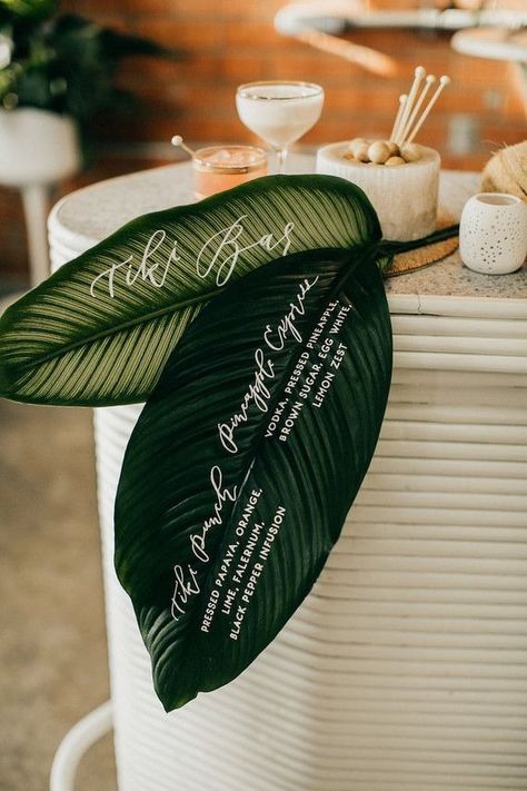 Chic tiki themed birthday party | 100 Layer Cake | Bloglovin’ Wedding Beauty Regimen, Tiki Wedding, Groomsmen Presents, Tropical Bridal, Tropical Bridal Showers, Tiki Party, Beach Wedding Favors, Wedding Leaves, Tropical Party