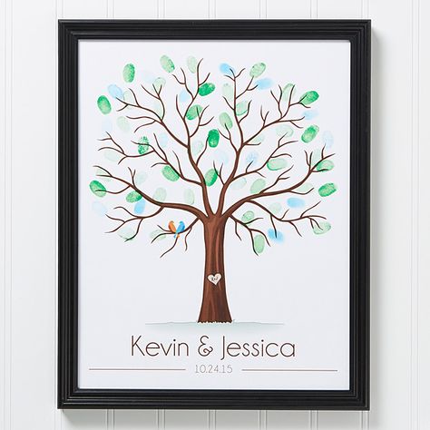 Love Fingerprint, Fingerprint Wedding, Tree Of Love, Fingerprint Guestbook, Book Wall Art, Idea Wedding, Book Wall, Art Tree, Guest Books