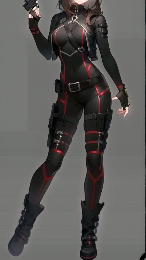 Female Hero Outfit Design, Red Assassin Outfit, Vigilante Costume Design, Vigilante Outfit Female, Anime Hero Costume Design, Mha Oc Costume, Mha Hero Costumes Ideas Oc Female, Black Hero Suit, Red Superhero Suit Female