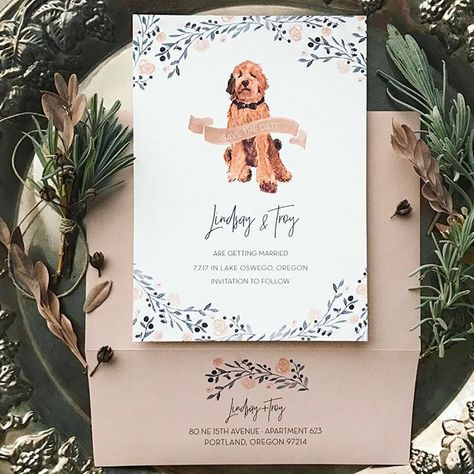 Oh Odin. If you were here I'd give you a treat and a SMOOCH! Watercolor wedding invitations with dog portrait and family crest #Regram via @tiethatbinds Dog On Wedding Invitation, Animal Wedding Invitations, Wedding Invitations With Dogs, Wedding Invitation With Dog, Dog Save The Date Ideas, Dog Save The Date, Dog Wedding Invitations, Save The Date Dog, Save The Date Watercolor